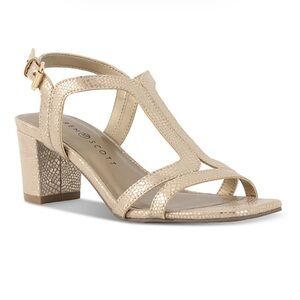 Elegant Gold Block Heel Sandals